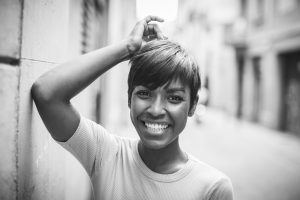 Beautiful black woman portrait in monochrome
