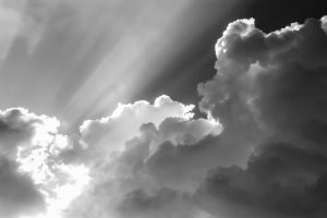 Dramatic sunlight of sky and clouds in Black and White.