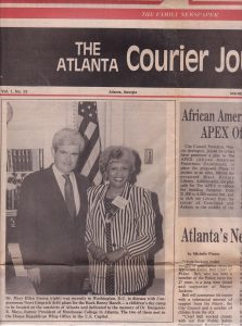 Front page of her Atlanta Courier Newspaper with Newt Gingrich