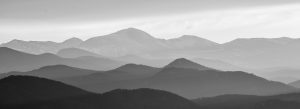 Rocky Mountains in Black and White Silhouette